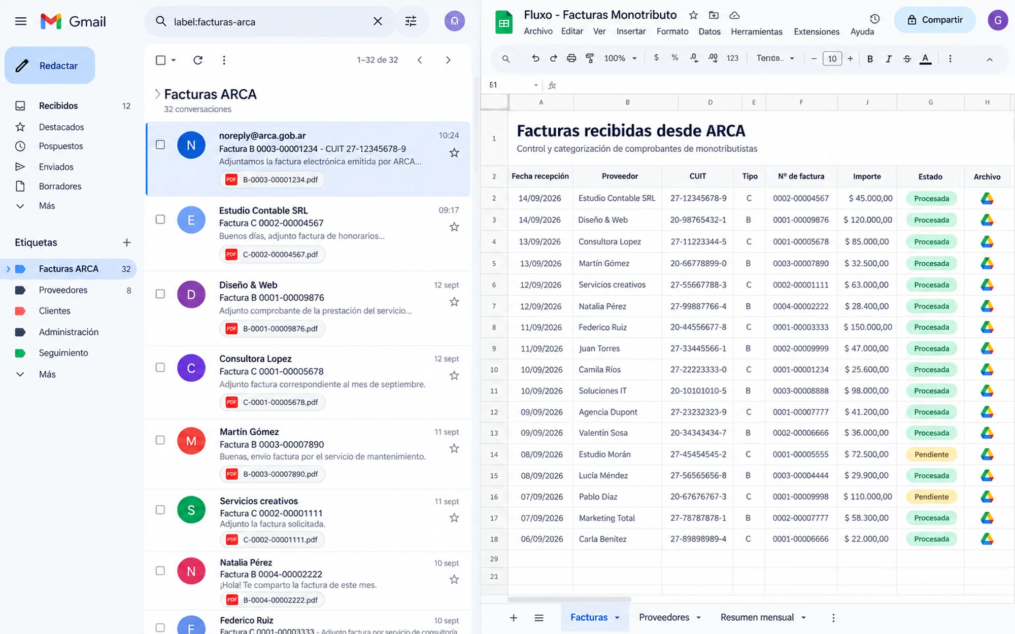 Pantalla de Contratos