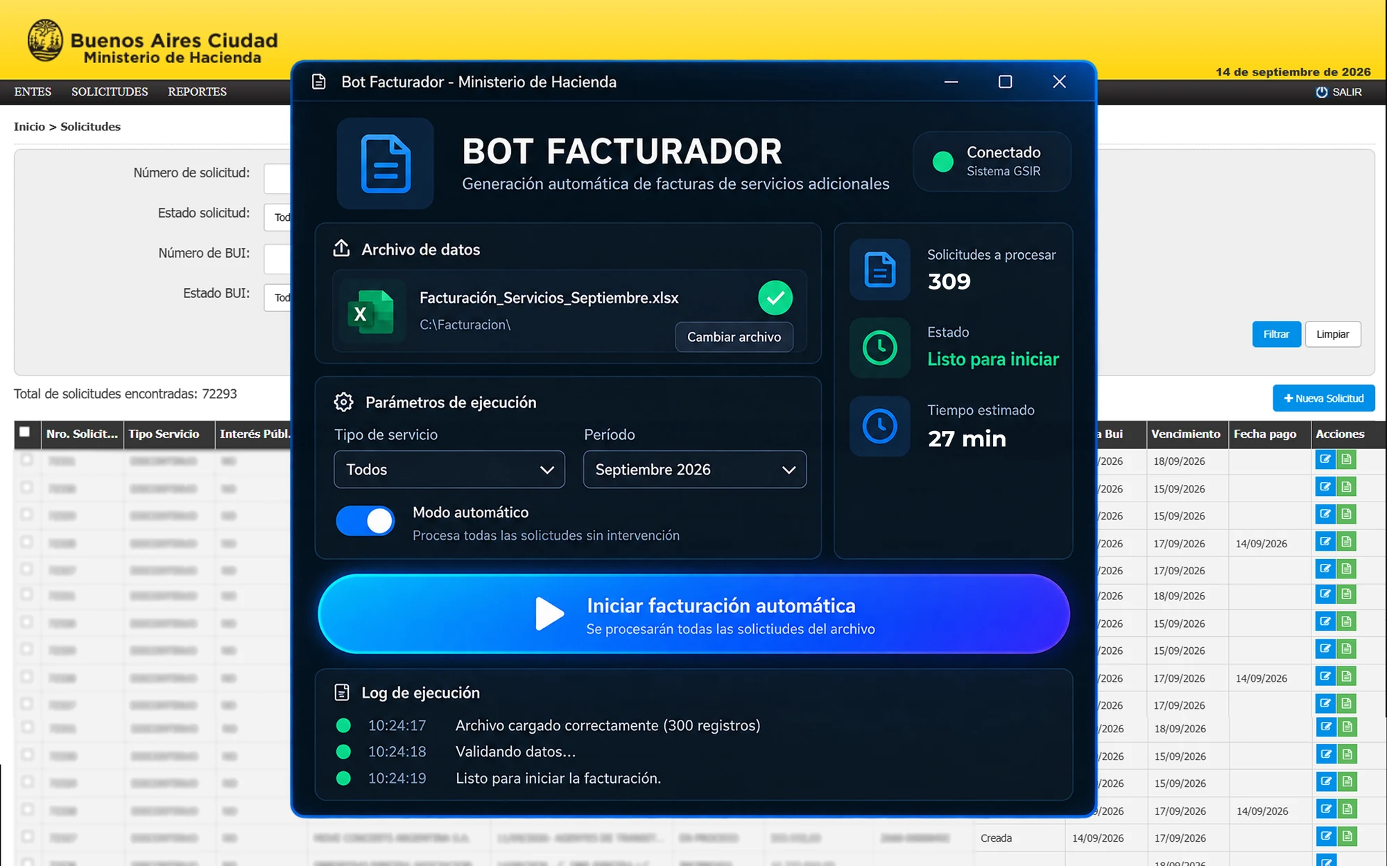 Pantalla de Sistema Facturador